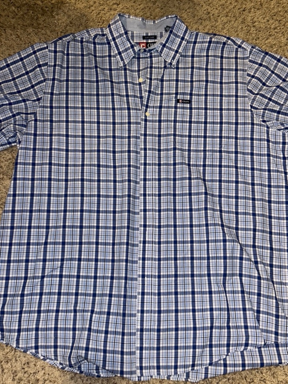 Chaps Blue and White Plaid Button-Down Shirt - Men